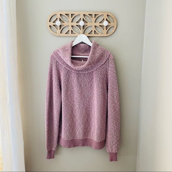 Free People Pullover Knit Cowl Sweater Purple Sz Medium - Picture 1 of 8
